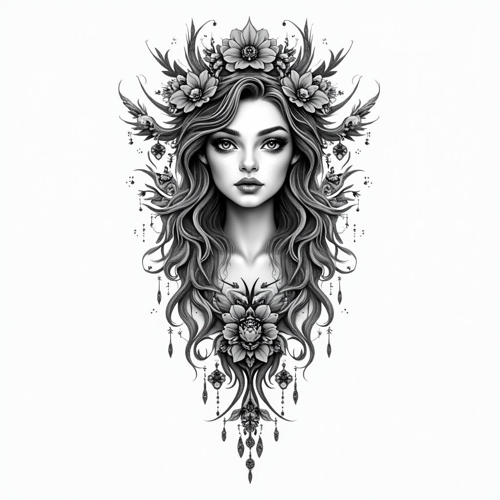 Geminiin bohemian style tattoo, 8k - Variation 4