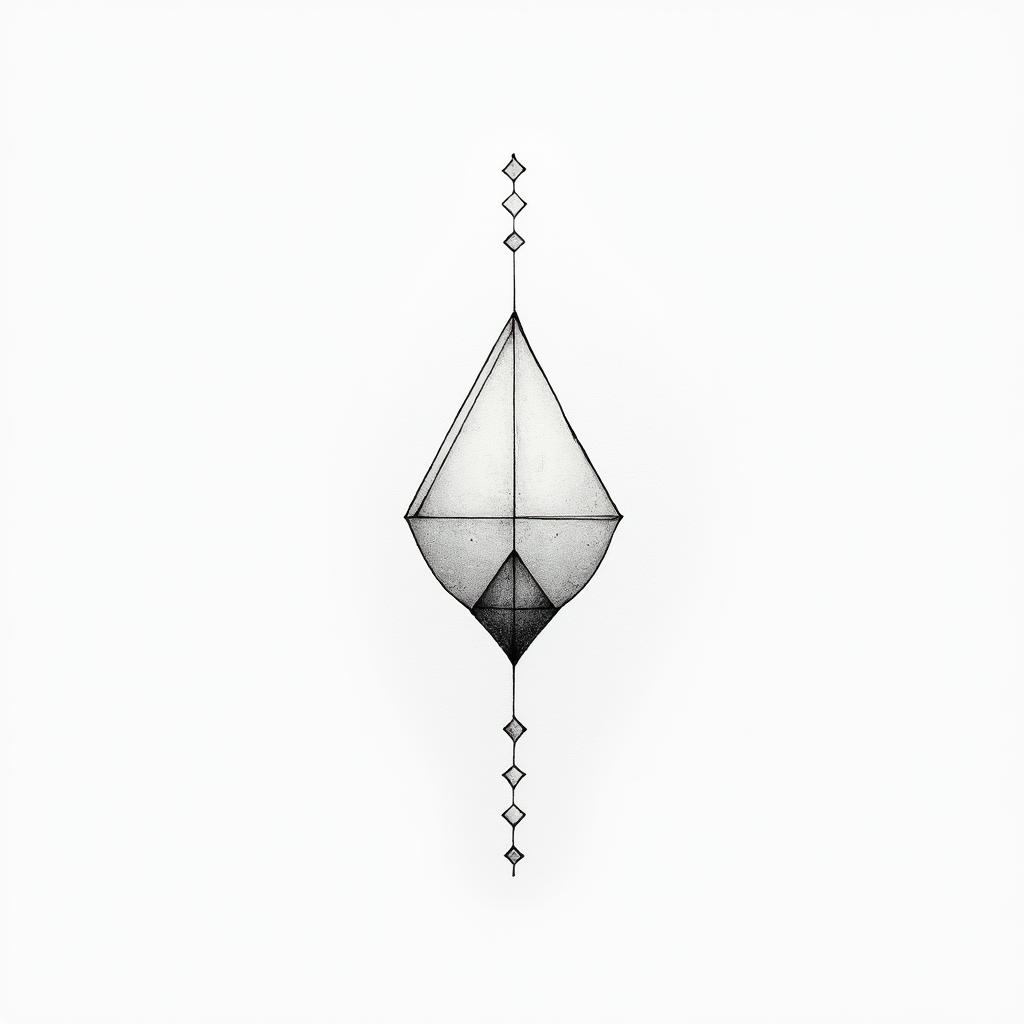 Element waterin minimalist style tattoo, featuring simple shapes and fine lines, with minimal shading and details, tiny triangles, creating a sense of balance and harmony