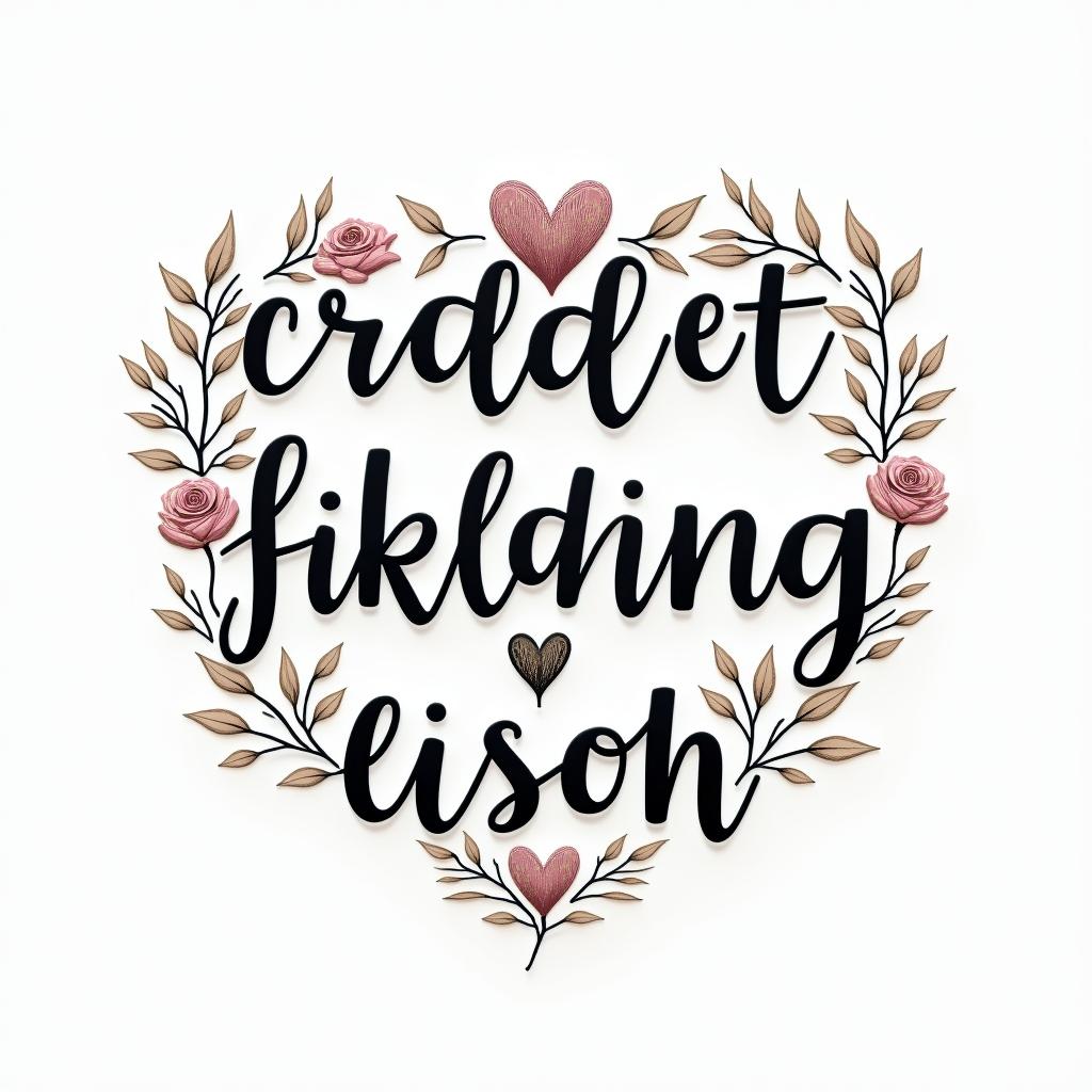 I want to remember my father's illness. I want to express it with waveforms, hearts, and arrows.in elegant cursive calligraphy style 2d tattoo, decorate with roses, featuring a smooth and flowing handwritten script with slightly thickened strokes for a luxurious and bold appearance,  heart symbol between names,  sleek and glossy black text with shadowing, minimalist matte white background, clean and sharp edges, illuminated with soft lighting, romantic, 8k, high-quality textures with refined typography - Variation 4