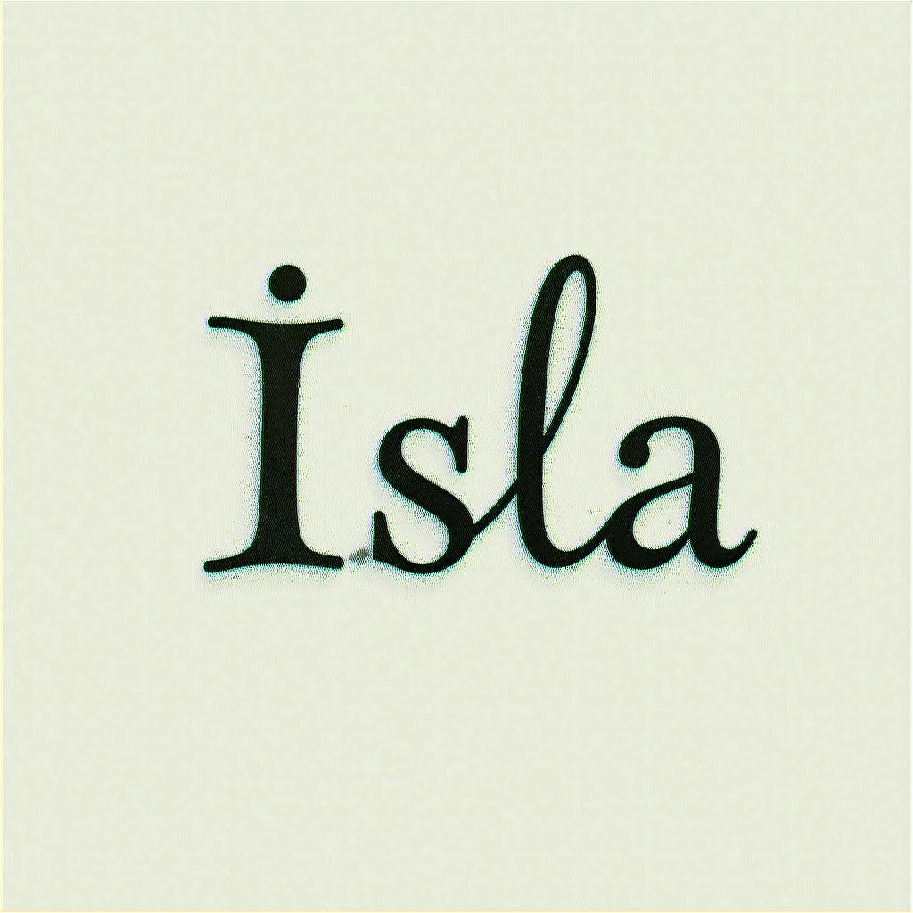 Isla orlaminimalist text-based tattoo, Monospace font ultra-realistic, perfectly placed, high-quality font design, photo-realistic shading, 8k, high quality, finely detailed typograph - Variation 4