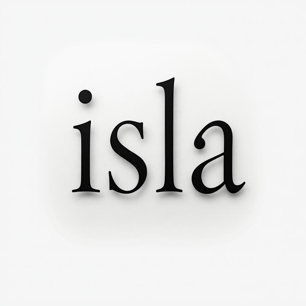 Isla orlaminimalist text-based tattoo, Monospace font ultra-realistic, perfectly placed, high-quality font design, photo-realistic shading, 8k, high quality, finely detailed typograph - Variation 2