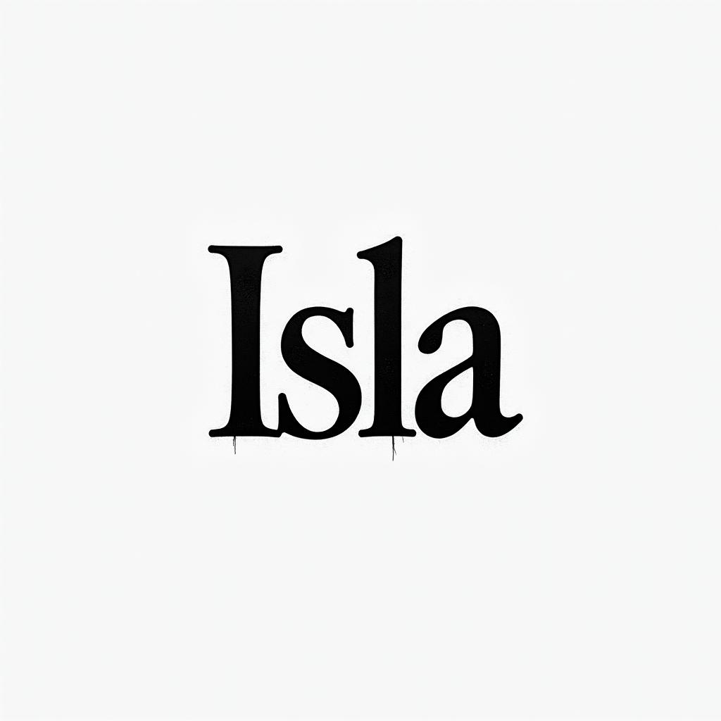 Isla orlaminimalist text-based tattoo, Monospace font ultra-realistic, perfectly placed, high-quality font design, photo-realistic shading, 8k, high quality, finely detailed typograph