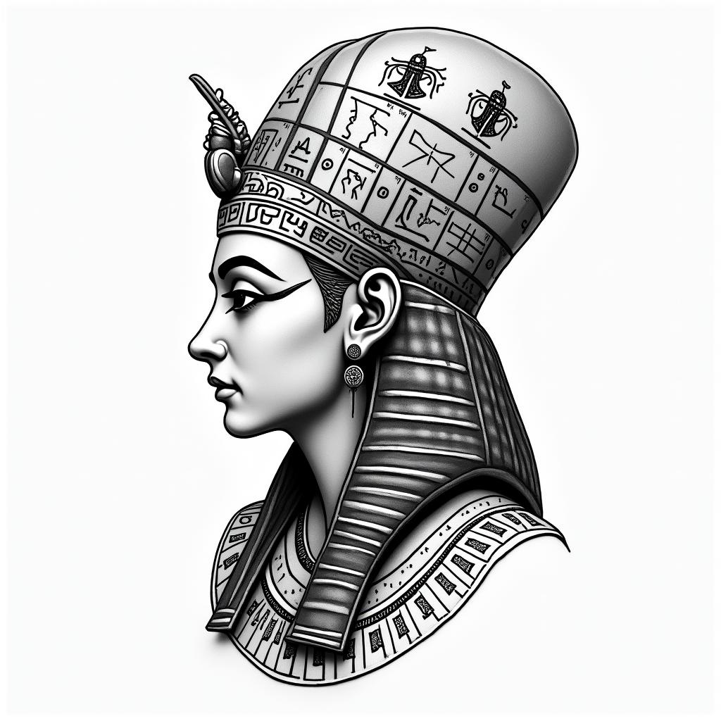 I’ll find you in every lifetime birdsin egyptian style tattoo, bold elements of ancient egyptian culture including a portrait of an Egyptian pharaoh with detailed facial features, in hieroglyphs and symbolic imagery, eye of horus, ankh symbol, scarab beetle - Variation 3