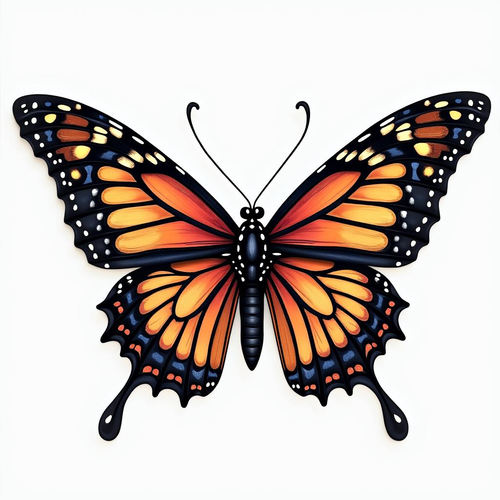 Butterfly with intricate wing patternsin new school tattoo, pop culture, modern, detailed tattoo, illustrative - Variation 2