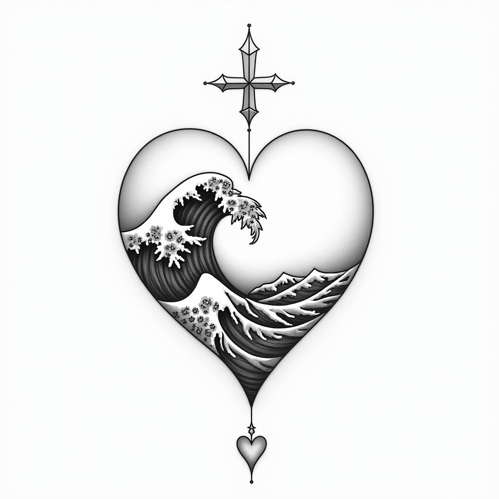 Waage 11.10.1991in Modest style tattoo, featuring soft, delicate line work with simple and meaningful symbols, gentle waves, a heart, evoking a sense of serenity and grace, - Variation 3