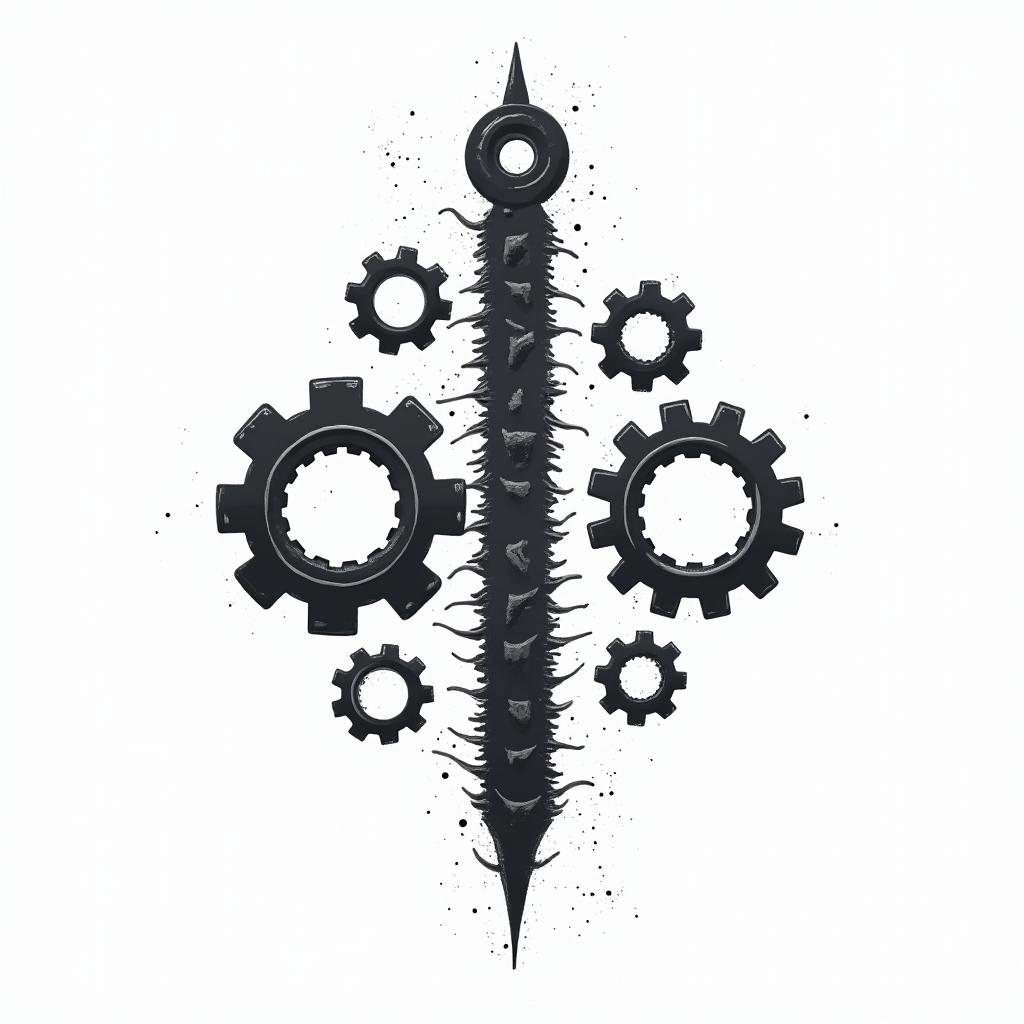 Gears automotive  wrench toolsin 8-bit tattoo style, minimalistic pixel style tattoo, pixel art with simplified shapes and retro gaming visuals, inspired by 8-bit pixel based detailing - Variation 3