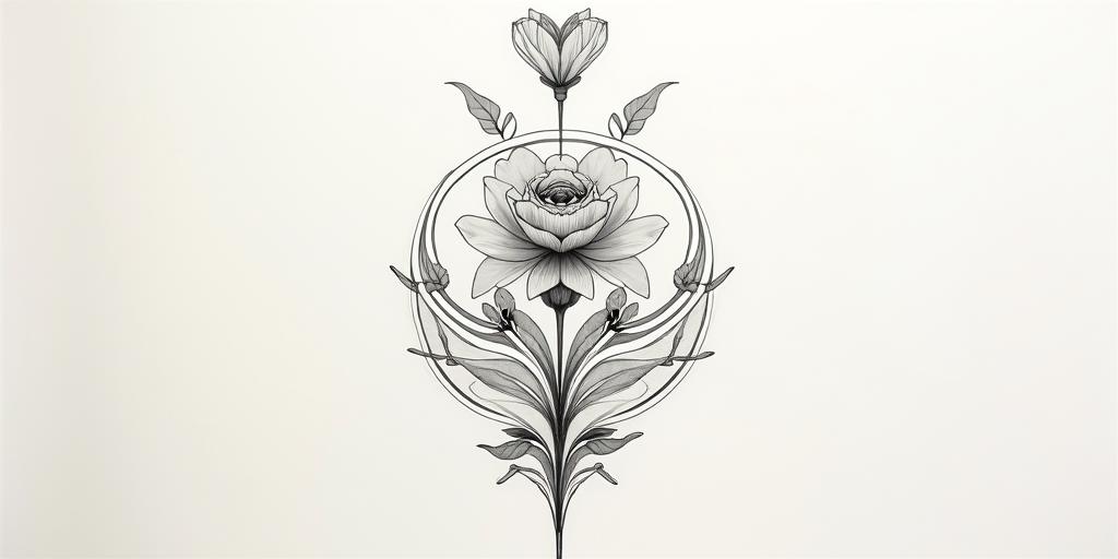 I don't want to forget my father's illness. I want to express it with waveforms and arrows. Simple things are good. I want to include roses.in Modest style tattoo, featuring soft, delicate line work with simple and meaningful symbols, gentle waves, a heart, evoking a sense of serenity and grace, - Variation 3
