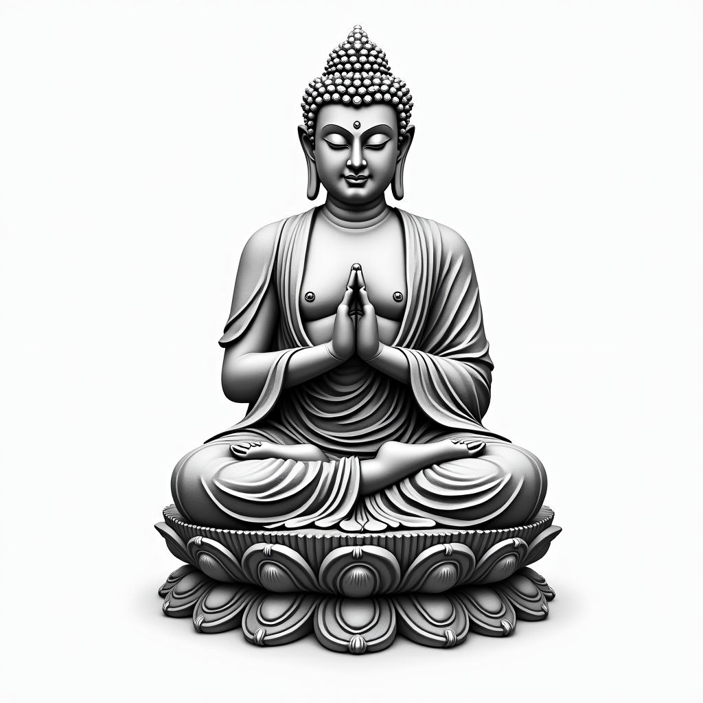 Buddha, Sagittarius, peacein realism tattoo style, featuring a highly detailed, lifelike, capturing every detail, photorealistic, ultra realistic, intricate shading, smooth and sharp, - Variation 4