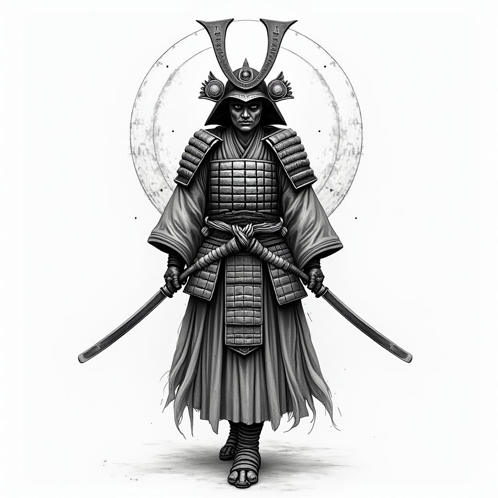 Samurai, Feudal Japan, Japanese Goddess of Death, Villagers in Traditional Clothingin japanese style tattoo, detailed tattoo, traditional japanese culture tattoo, mythology, 8k