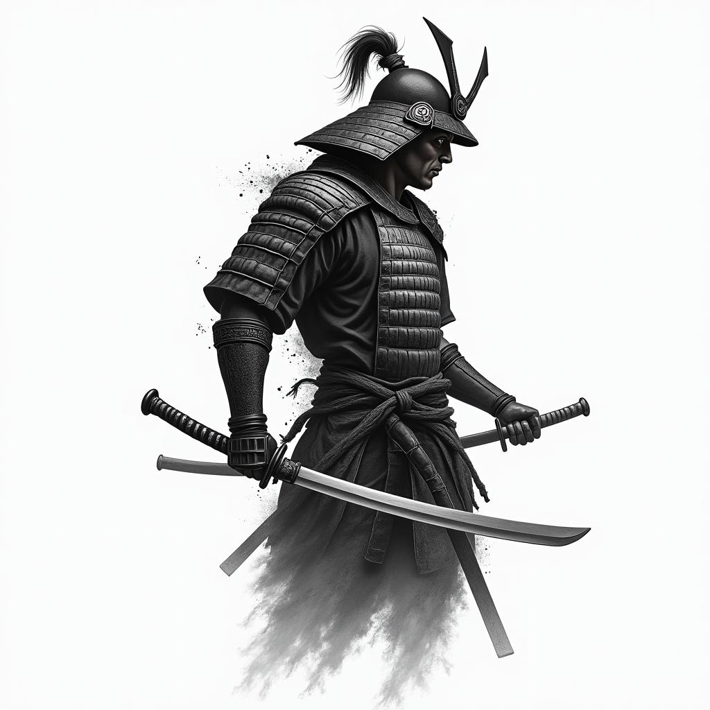 Samurai with a katanahigly detailed tattoo - Variation 25