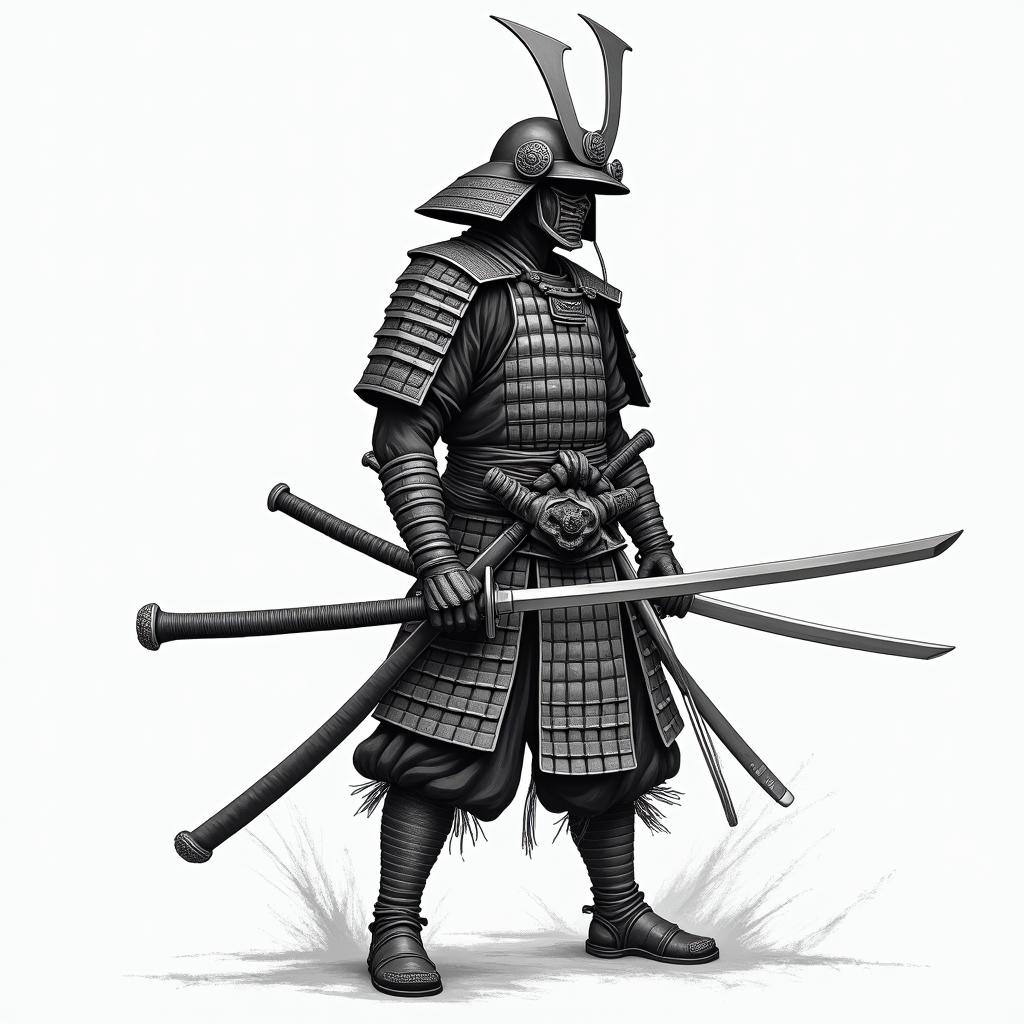 Samurai with a katanain japanese style tattoo, detailed tattoo, traditional japanese culture tattoo, mythology, 8k - Variation 6