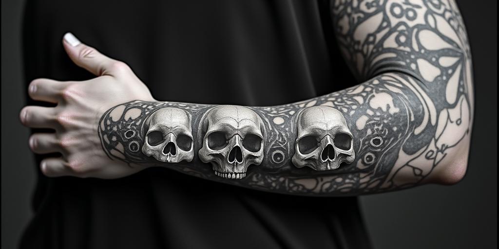Skullsin japanese style tattoo, detailed tattoo, traditional japanese culture tattoo, mythology, 8k - Variation 4