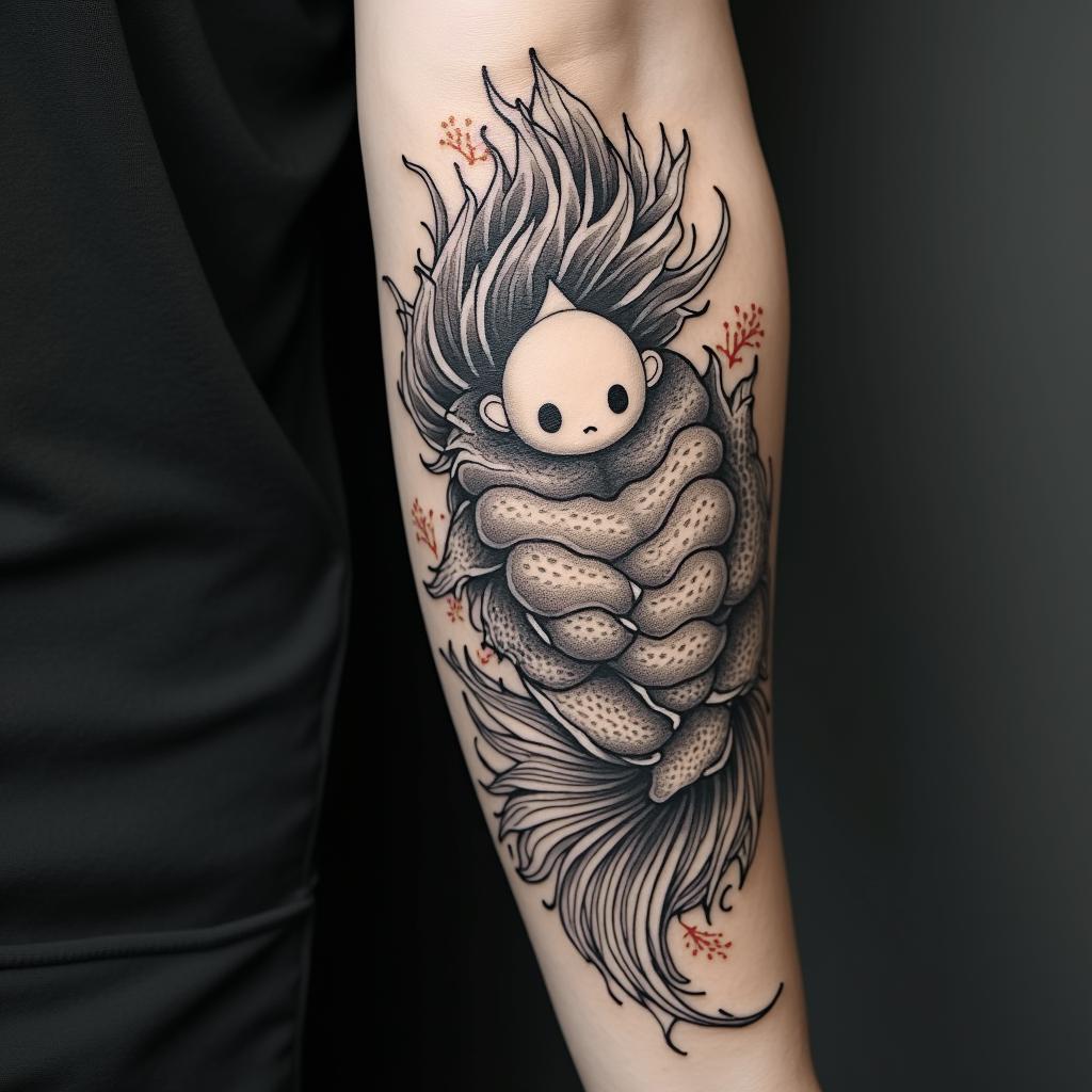 Japanese traditional koi fish and durama dollin japanese style tattoo, detailed tattoo, traditional japanese culture tattoo, mythology, 8k - Variation 4