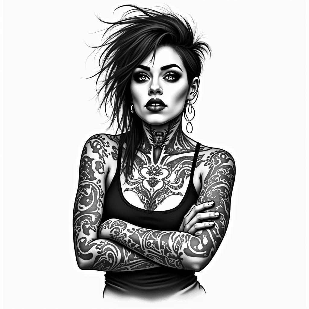 Punk, rebellious, anti-fascist, anti-capitalistin new school tattoo, pop culture, modern, detailed tattoo, illustrative - Variation 2