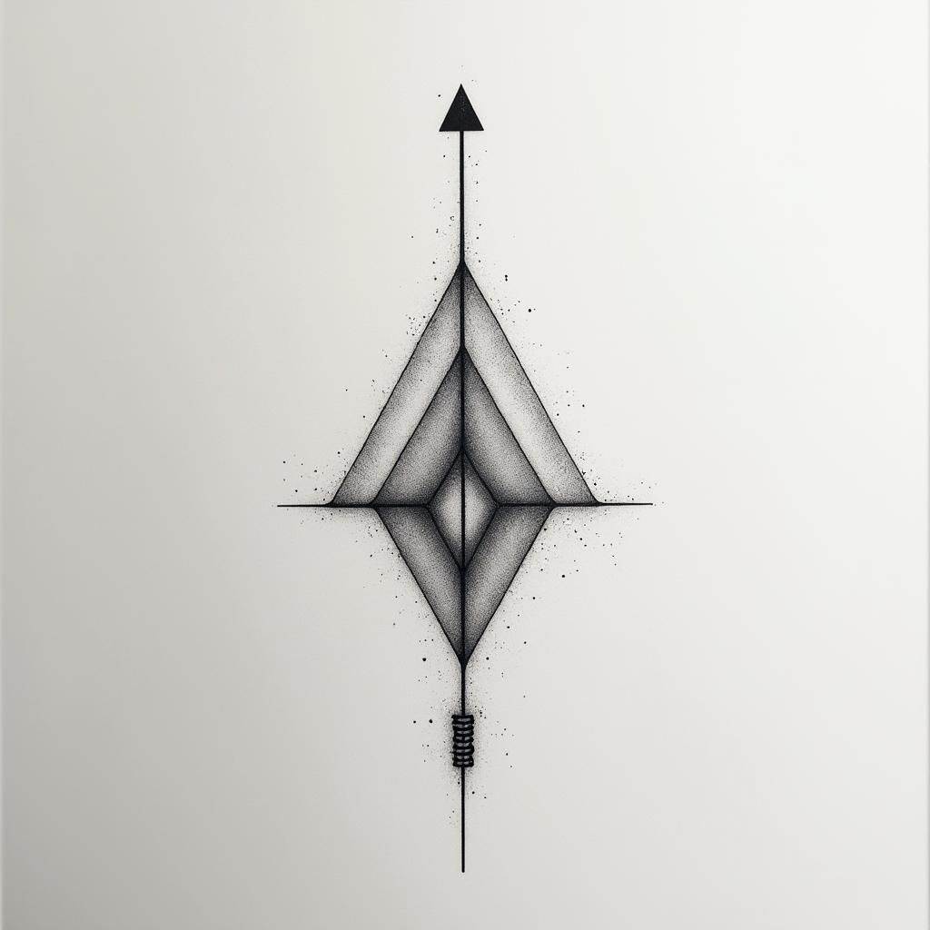 I don't want to forget my father's illness. I want to incorporate blue amber and arrows. Something feminine and simple would be nice.in minimalist style tattoo, featuring simple shapes and fine lines, with minimal shading and details, tiny triangles, creating a sense of balance and harmony