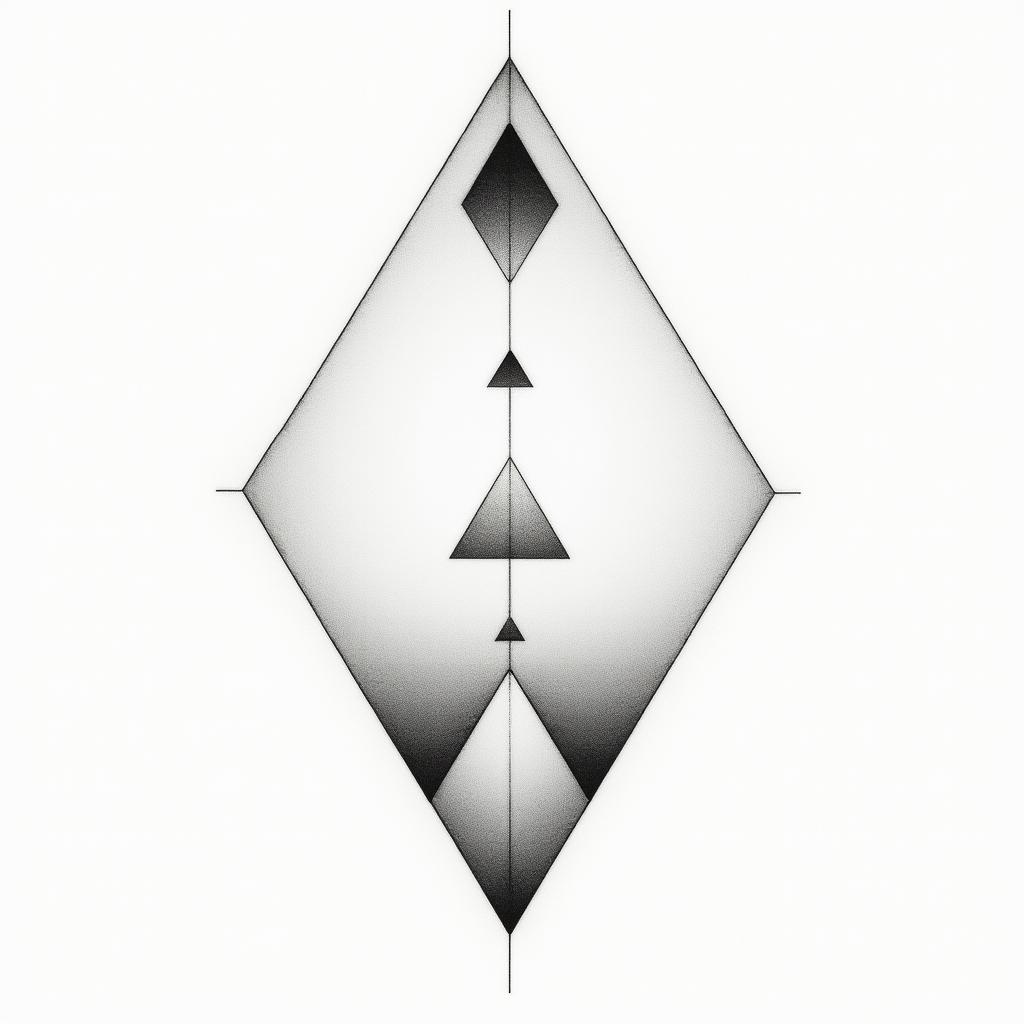 Outside looking inin minimalist style tattoo, featuring simple shapes and fine lines, with minimal shading and details, tiny triangles, creating a sense of balance and harmony - Variation 3