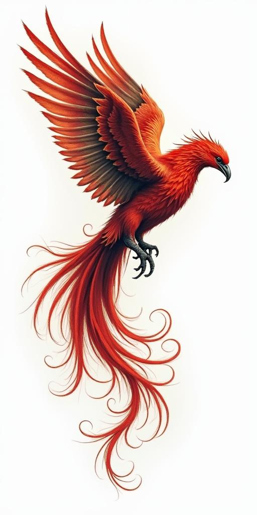 Phoenixin realism tattoo style, featuring a highly detailed, lifelike, capturing every detail, photorealistic, ultra realistic, intricate shading, smooth and sharp, - Variation 2