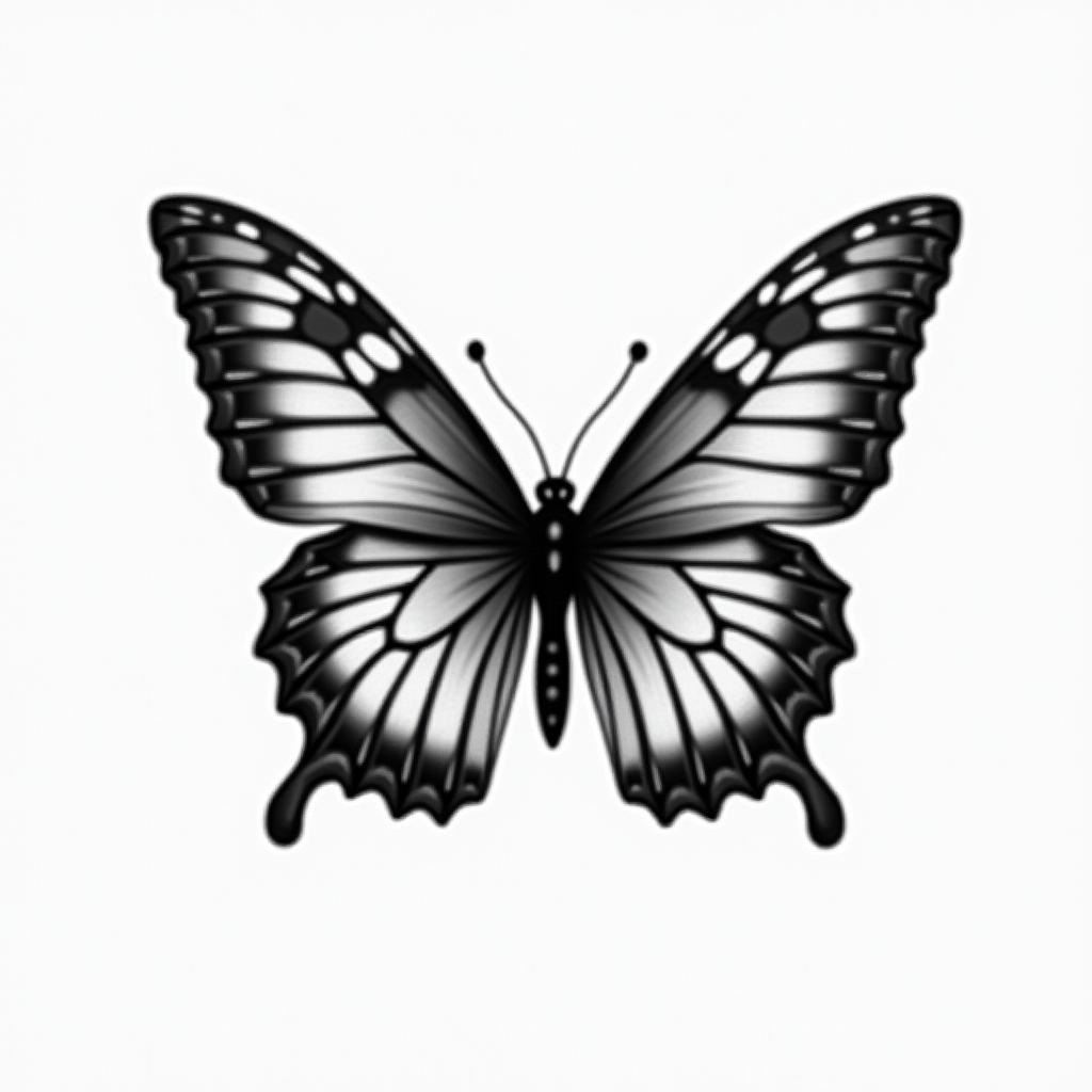 Butterfly with intricate wing patternshigly detailed tattoo - Variation 16