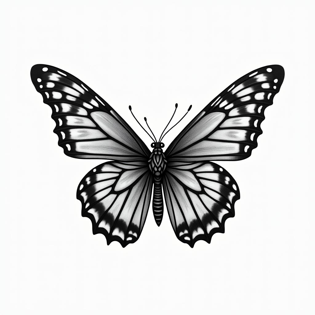Butterfly with intricate wing patternshigly detailed tattoo - Variation 15