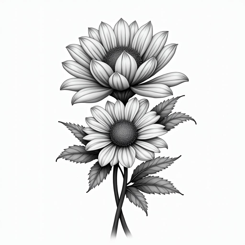 carnation and a chrysanthemumhigly detailed tattoo