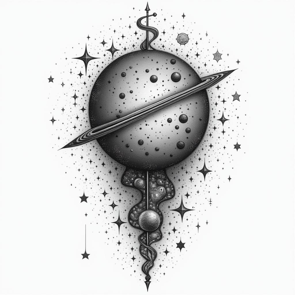 My birthday is 11.09.2002, I love the universe, stars, planets, and constellations.higly detailed tattoo - Variation 4