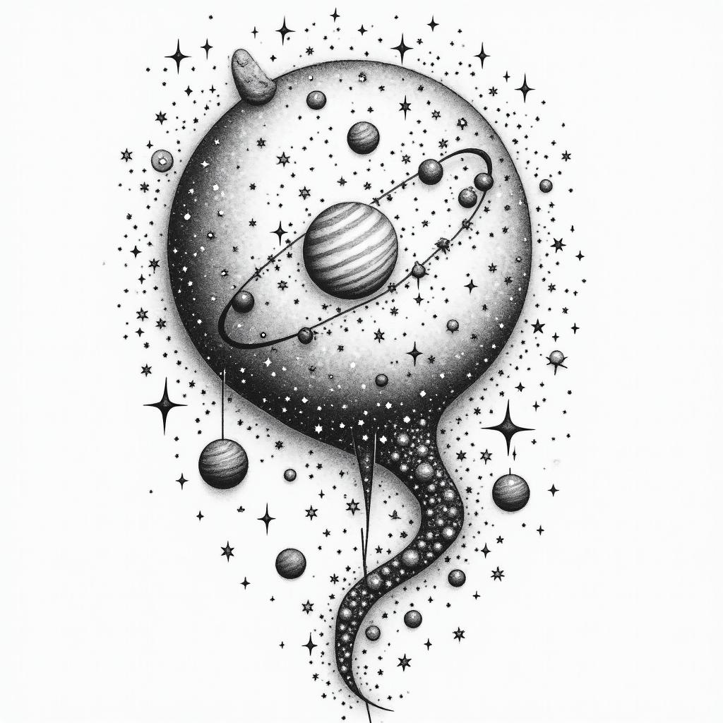 My birthday is 11.09.2002, I love the universe, stars, planets, and constellations.higly detailed tattoo - Variation 3