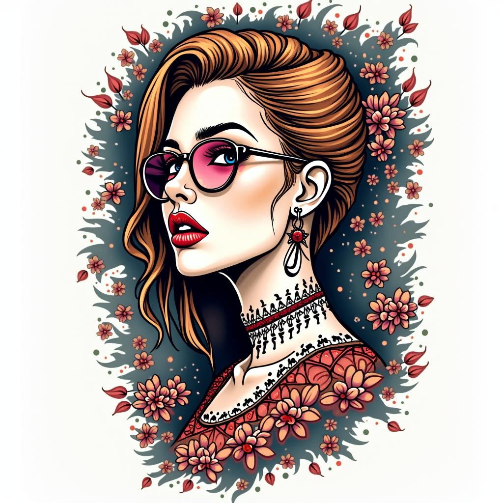Zayne, Virgo, Birminghamin pop art style tattoo, featuring bold and vibrant colors, exaggerated outlines, iconic imagery, inspired by comic books and speech bubbles, comic book characters, retro pop culture - Variation 4