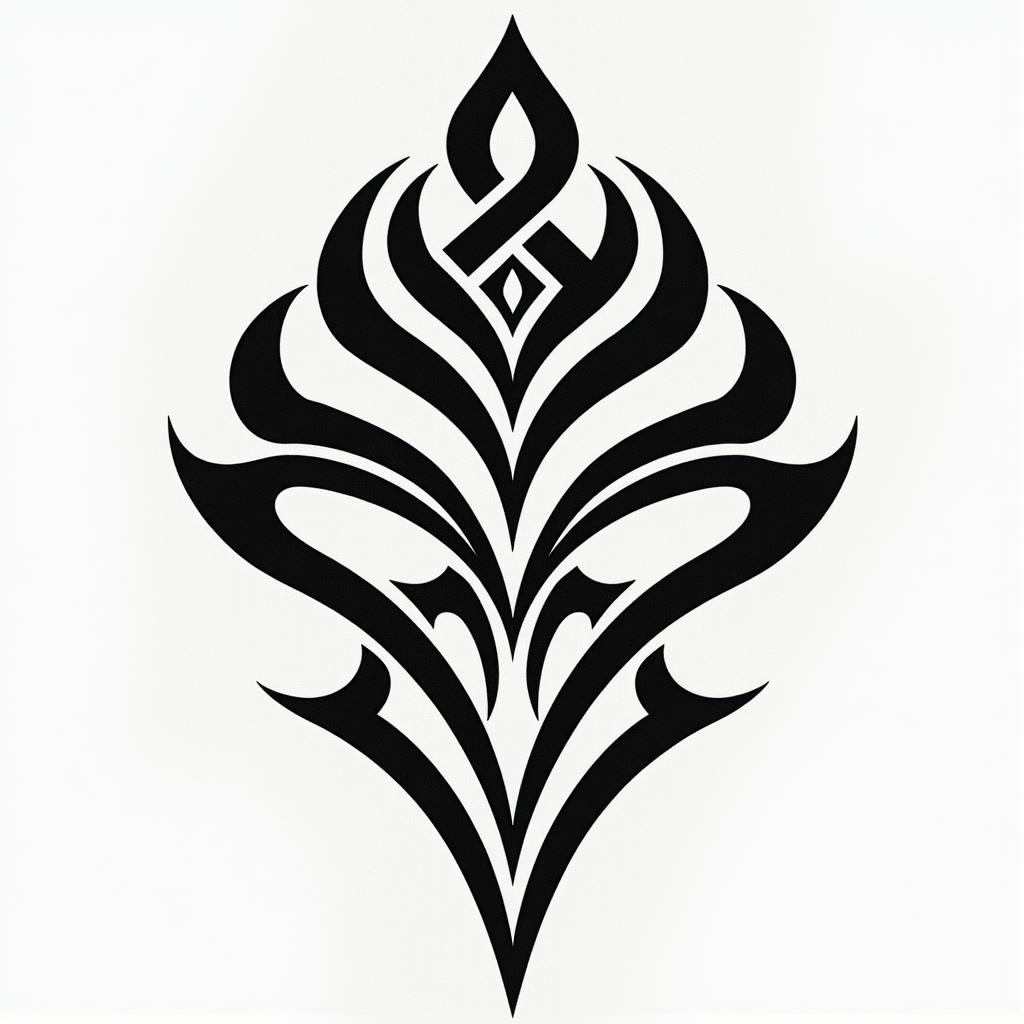 Michelle, Leo, Albuquerque New Mexicoin tribal tattoo style, featuring bold and black geometric shapes, curved lines, intertwine and flow seamlessly, creating a powerful and symbolic design, polynesian and maori styles