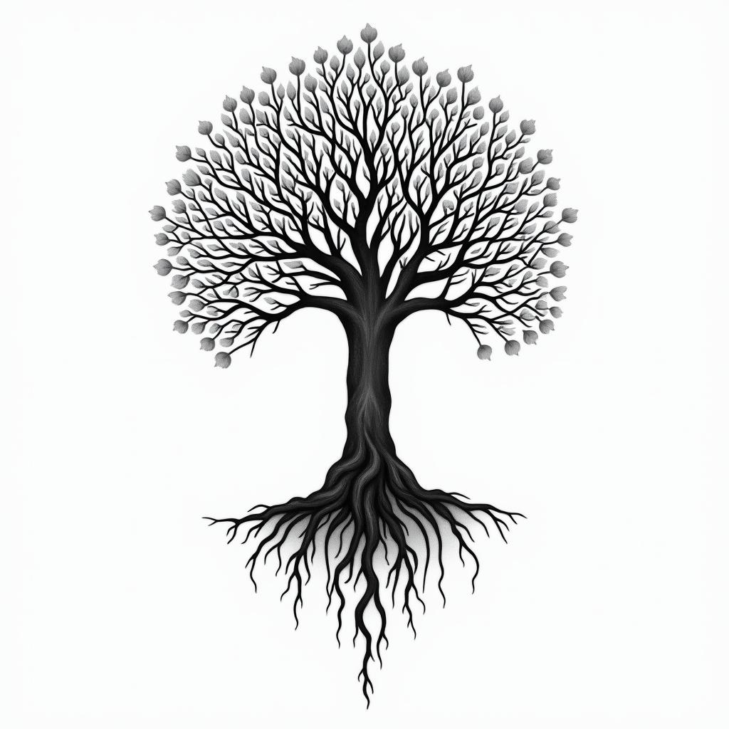 Tree of life with roots and branchesin bohemian style tattoo, 8k - Variation 8
