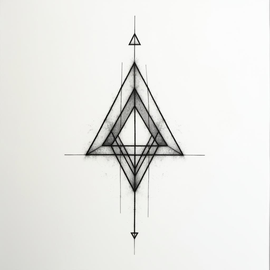 Michelle, Leo, Albuquerque New Mexicoin minimalist style tattoo, featuring simple shapes and fine lines, with minimal shading and details, tiny triangles, creating a sense of balance and harmony - Variation 3