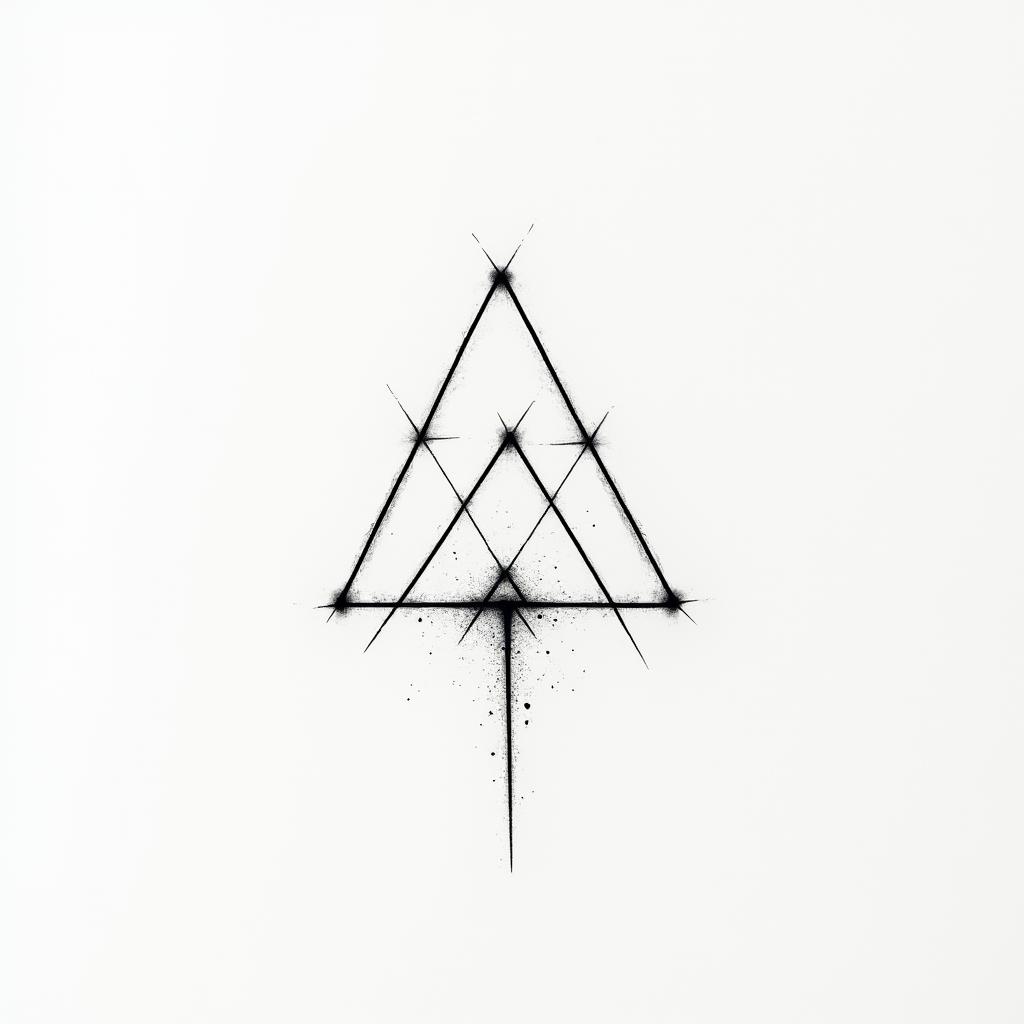 Michelle, Leo, Albuquerque New Mexicoin minimalist style tattoo, featuring simple shapes and fine lines, with minimal shading and details, tiny triangles, creating a sense of balance and harmony - Variation 2