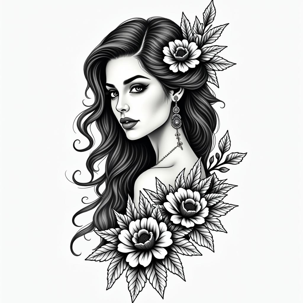 Michelle, Leo, Albuquerque New Mexicoin authentic tattoo style, incorporating traditional modifications, bold black outlines, solid color fills, featuring classic authentic elements - Variation 4