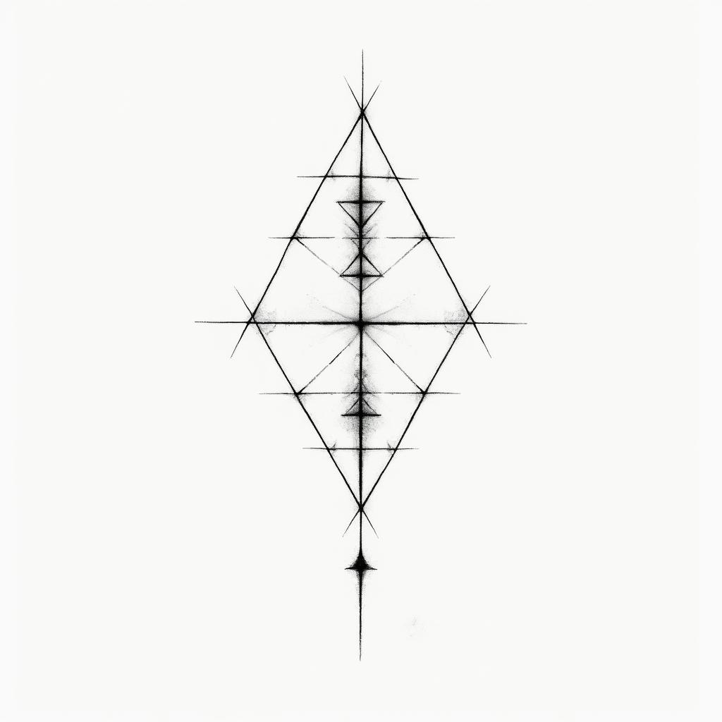 Refine names child Eva Raphaël Elysa transmission valuein minimalist style tattoo, featuring simple shapes and fine lines, with minimal shading and details, tiny triangles, creating a sense of balance and harmony - Variation 3