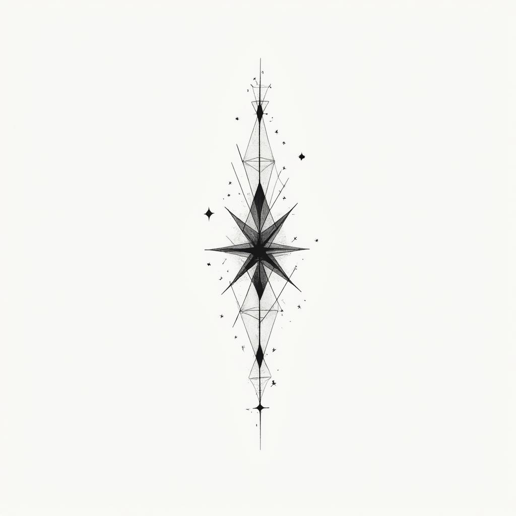 Refine names child Eva Raphaël Elysa transmission valuein minimalist style tattoo, featuring simple shapes and fine lines, with minimal shading and details, tiny triangles, creating a sense of balance and harmony - Variation 2