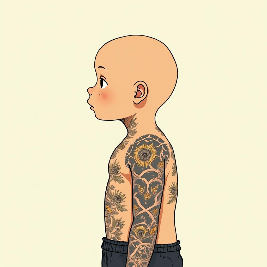 Pascal Stier MannheimGhibli, Studio Ghibli aesthetic, hand-drawn anime style, retro nostalgic atmosphere, retro soft pastel color palette with earthy tones, retro Japanese cinematic shot, yellow tint effect, bald character, smooth surface, anime shadow 90's anime style - Variation 2