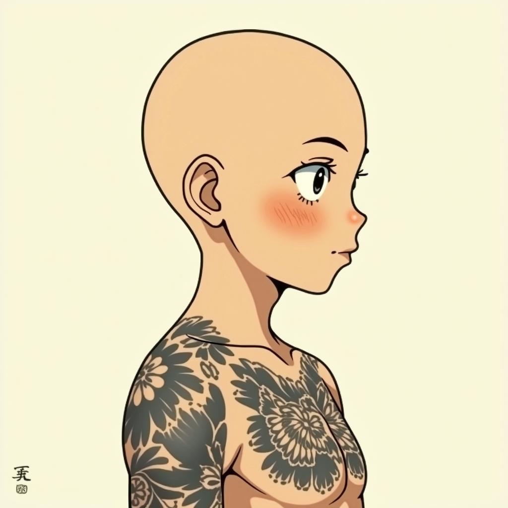 AnimeGhibli, Studio Ghibli aesthetic, hand-drawn anime style, retro nostalgic atmosphere, retro soft pastel color palette with earthy tones, retro Japanese cinematic shot, yellow tint effect, bald character, smooth surface, anime shadow 90's anime style - Variation 3