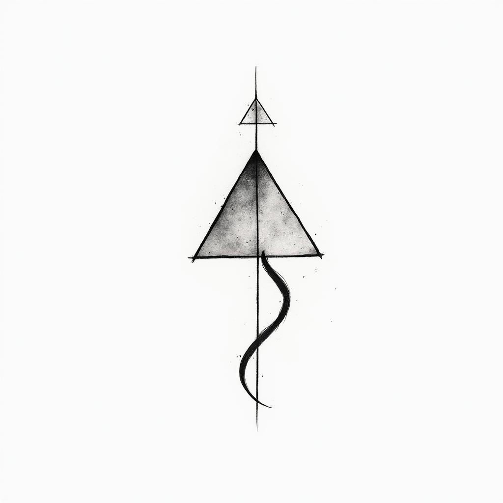 leoin minimalist style tattoo, featuring simple shapes and fine lines, with minimal shading and details, tiny triangles, creating a sense of balance and harmony - Variation 3