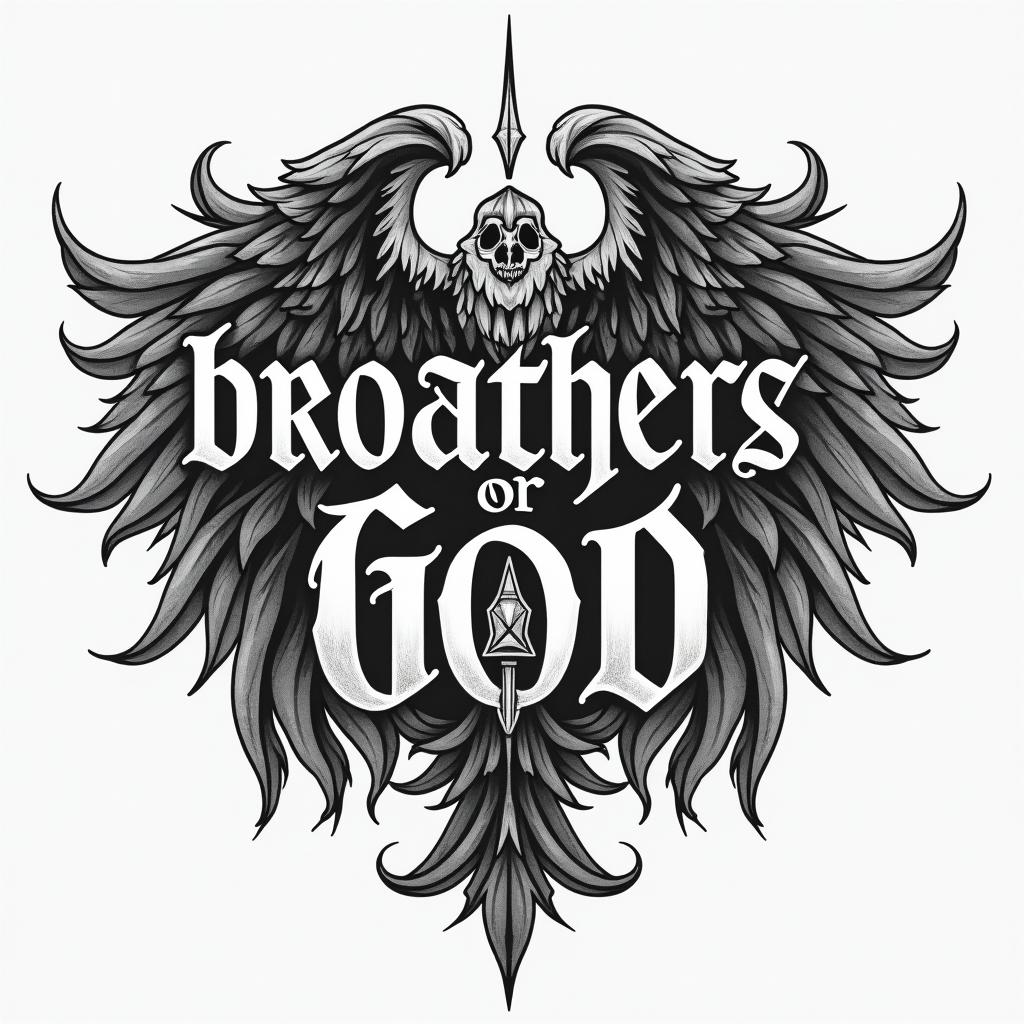 Chest peice 210 zip code loyalty 3 brothers godtext-based tattoo, gothic font ultra-realistic, perfectly placed, high-quality font design, photo-realistic shading, 8k, high quality, finely detailed typography - Variation 4