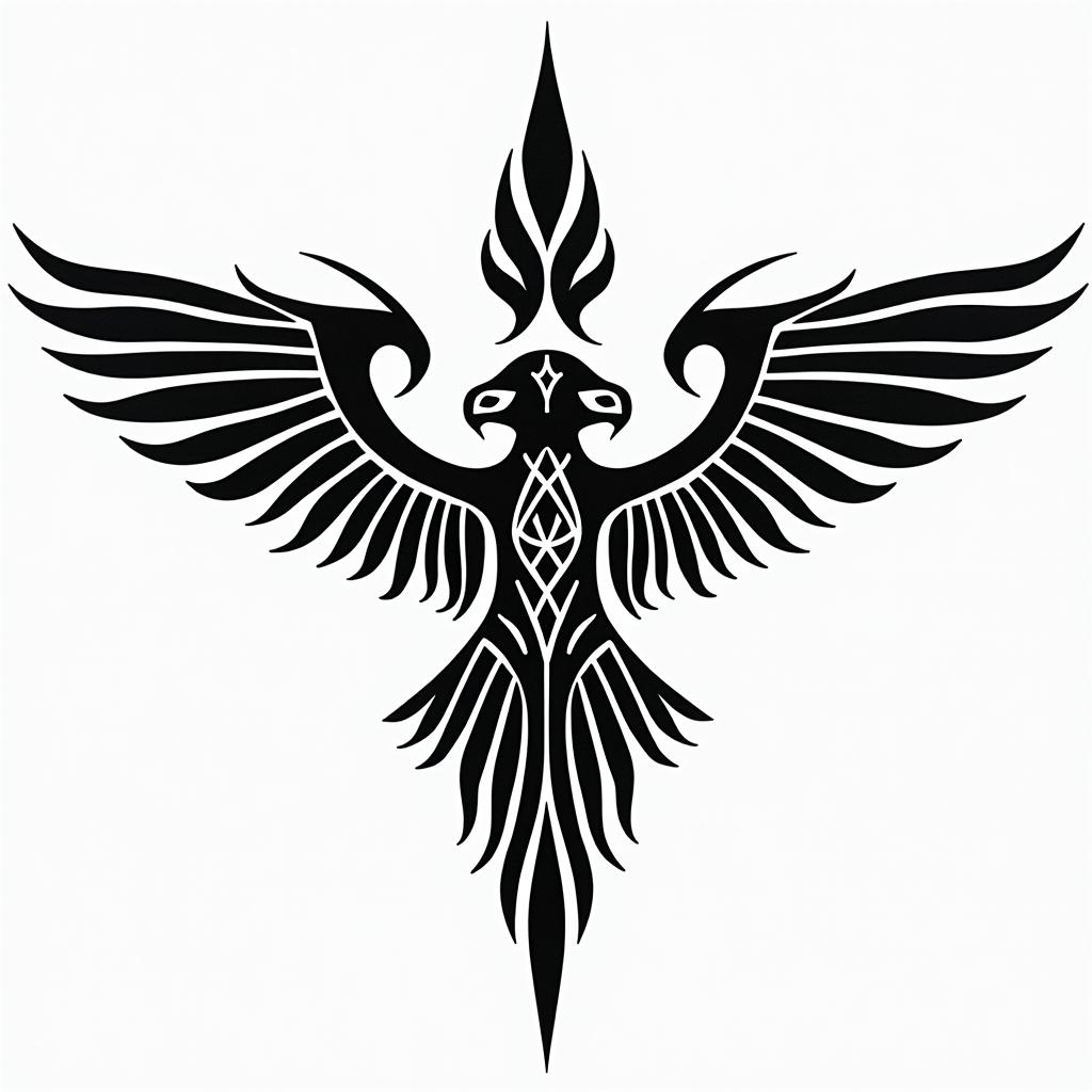 Eagle ray, alien worldin tribal tattoo style, featuring bold and black geometric shapes, curved lines, intertwine and flow seamlessly, creating a powerful and symbolic design, polynesian and maori styles