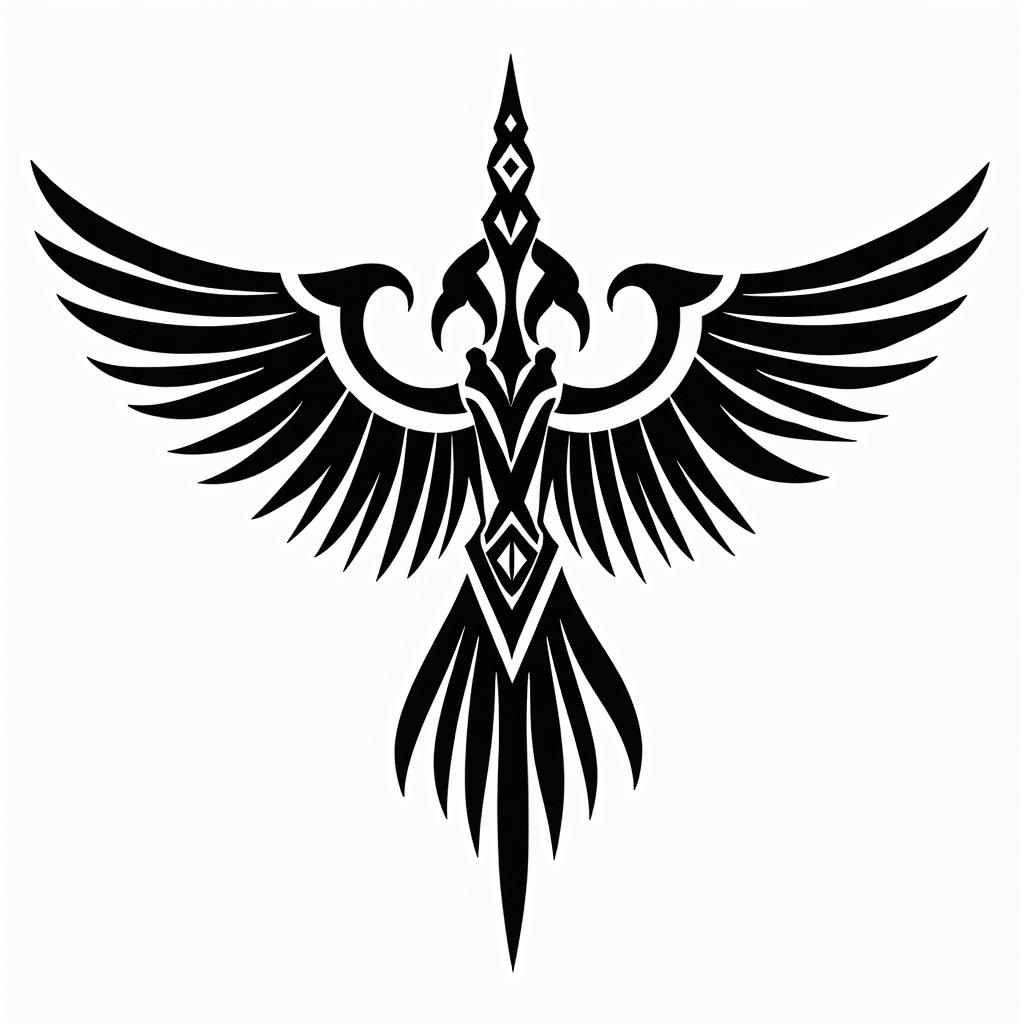 Eagle ray, alien worldin tribal tattoo style, featuring bold and black geometric shapes, curved lines, intertwine and flow seamlessly, creating a powerful and symbolic design, polynesian and maori styles - Variation 3