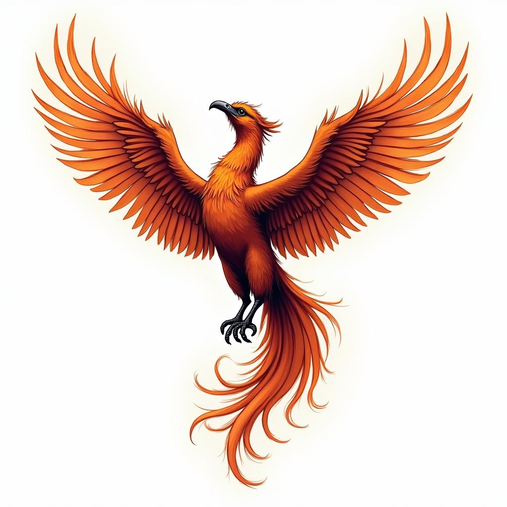 Rising phoenix with vibrant fiery wingsin new school tattoo, pop culture, modern, detailed tattoo, illustrative - Variation 7