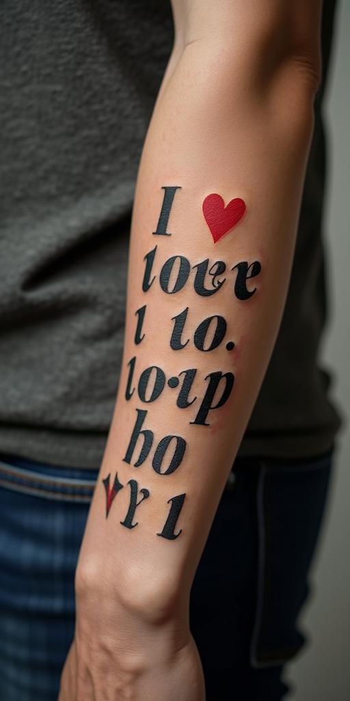 Sandra, I love you.text-based tattoo, japanese font ultra-realistic, perfectly placed, high-quality font design, photo-realistic shading, 8k, high quality, finely detailed typograph - Variation 4