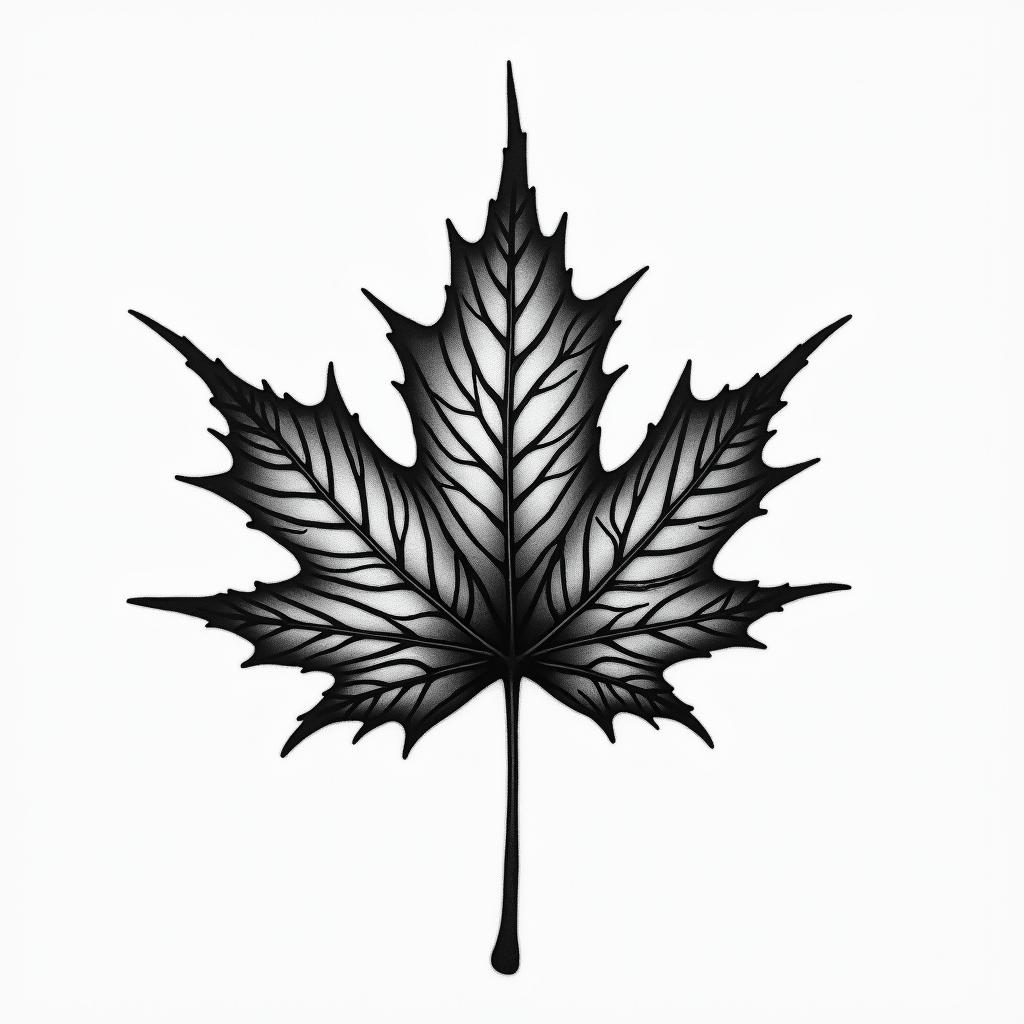 Maple leaf with abstract art insidehigly detailed tattoo - Variation 6