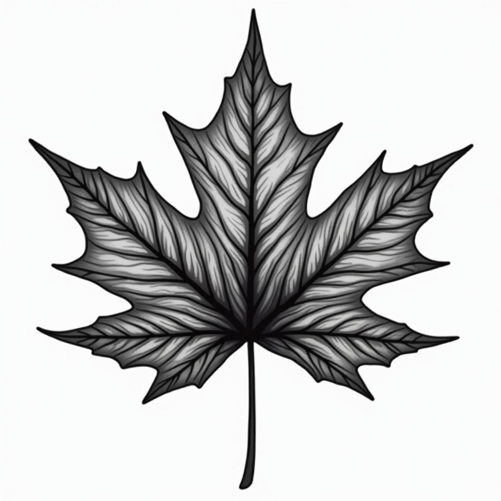 Maple leaf with abstract art insidehigly detailed tattoo - Variation 7