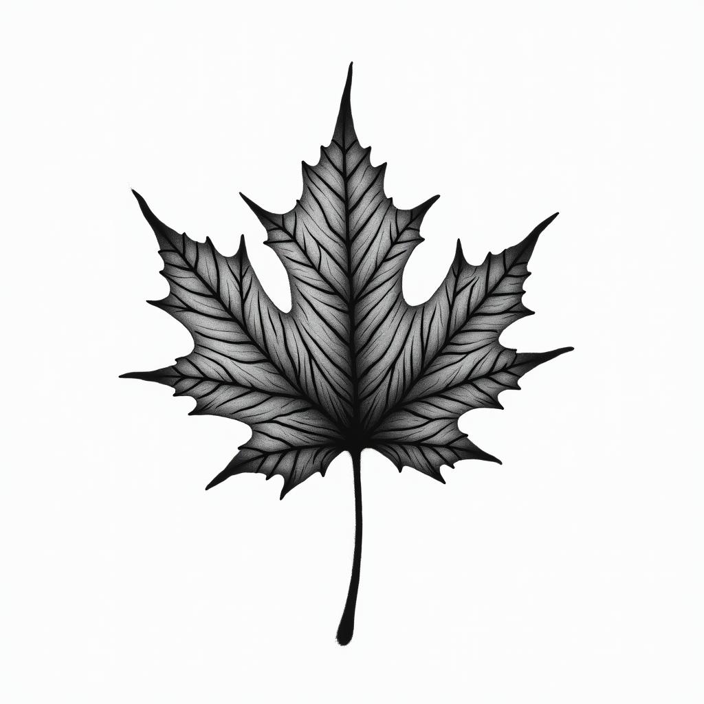 Maple leaf abstract arthigly detailed tattoo - Variation 5