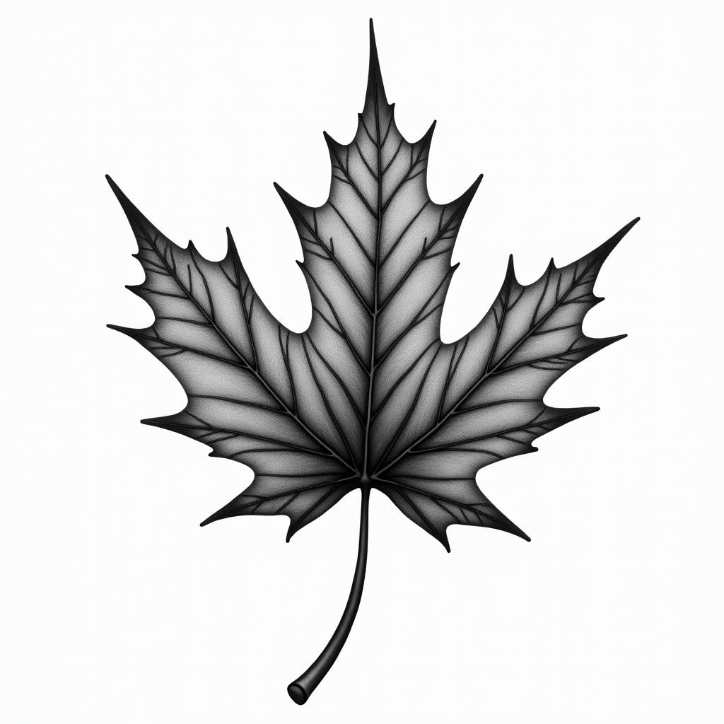 Maple leaf abstract arthigly detailed tattoo - Variation 6