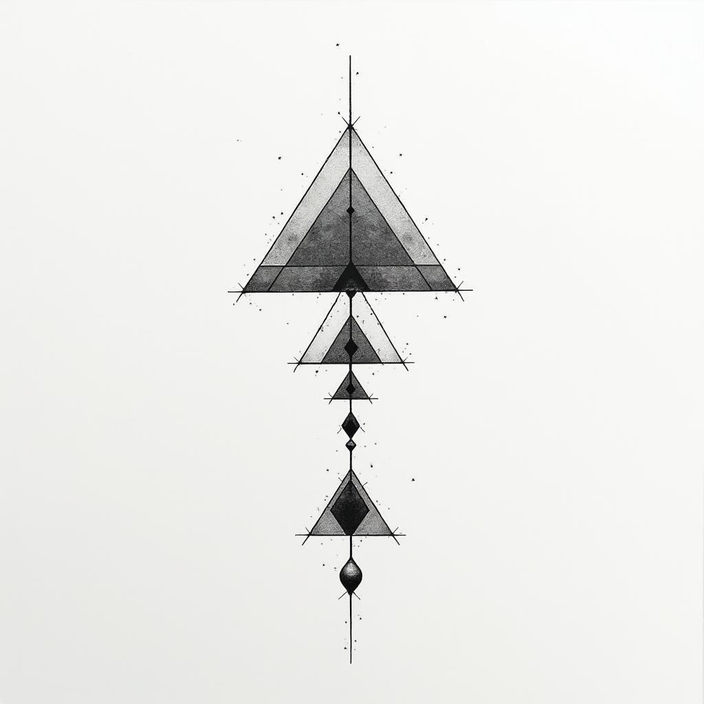 Rebecca, Aquarius, 1992in minimalist style tattoo, featuring simple shapes and fine lines, with minimal shading and details, tiny triangles, creating a sense of balance and harmony - Variation 4