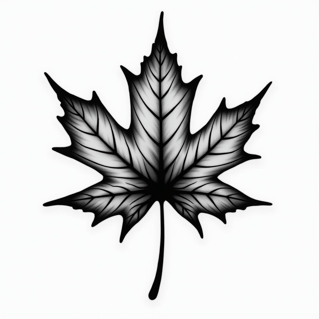Abstract art maple leafhigly detailed tattoo - Variation 3
