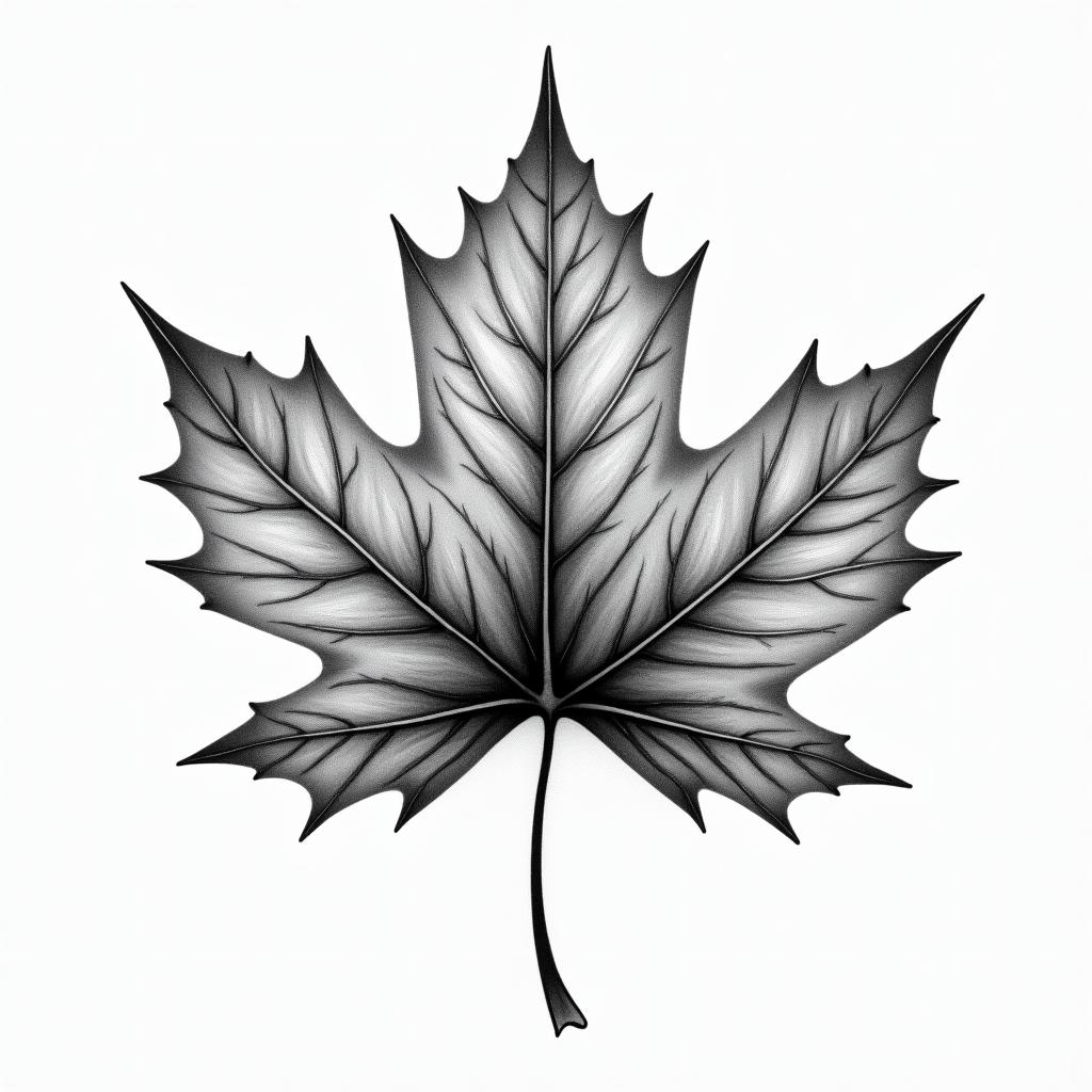 Abstract art maple leafhigly detailed tattoo - Variation 2