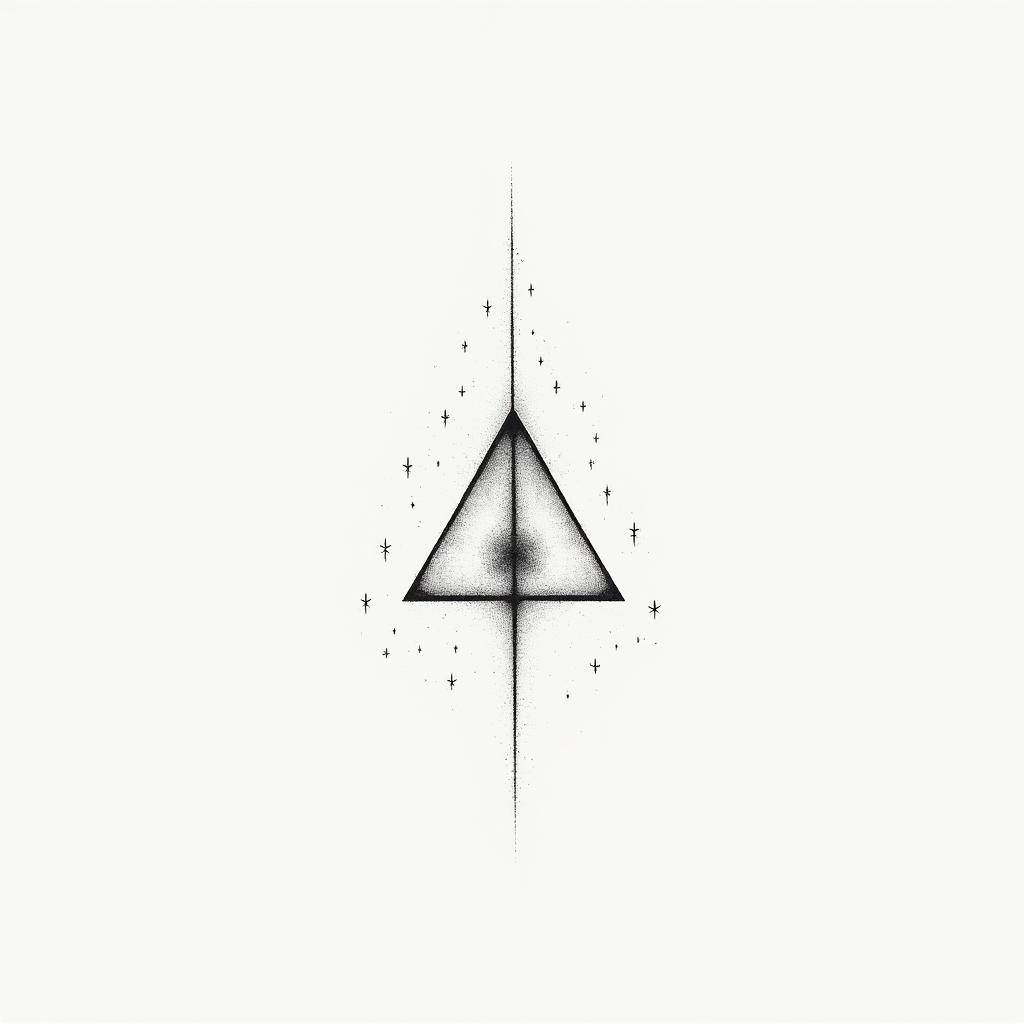 Rebecca, Aquarius, 01/20/1992in minimalist style tattoo, featuring simple shapes and fine lines, with minimal shading and details, tiny triangles, creating a sense of balance and harmony